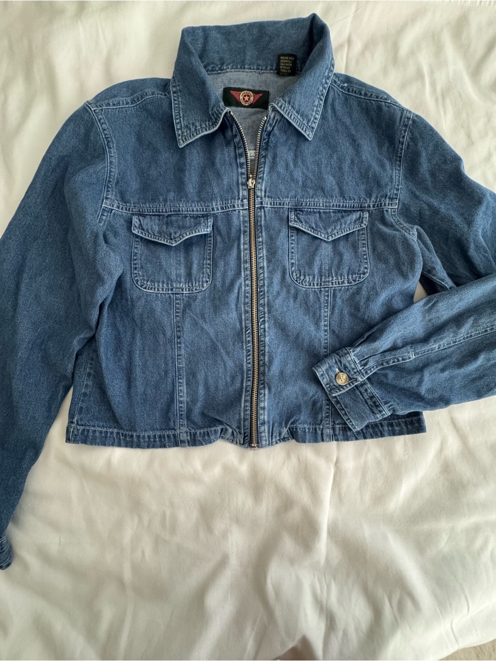 Classic Blue Denim Zip-Front Jean Jacket